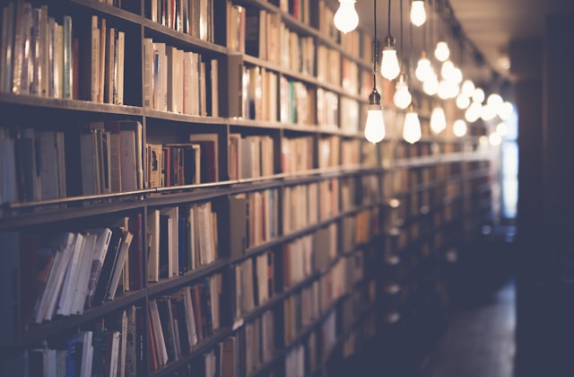 Livros em uma estante